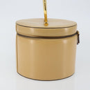 CELINE Vanity Pouch Leather metal Beige Gold Auth bs29414-3