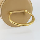 CELINE Vanity Pouch Leather metal Beige Gold Auth bs29414-7