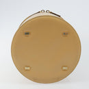 CELINE Vanity Pouch Leather metal Beige Gold Auth bs29414-5