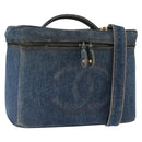 CHANEL COCO Mark vanity Hand Bag Denim 2way Blue CC Auth bs29416-1