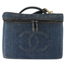 CHANEL COCO Mark vanity Hand Bag Denim 2way Blue CC Auth bs29416-13