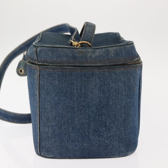 CHANEL COCO Mark vanity Hand Bag Denim 2way Blue CC Auth bs29416