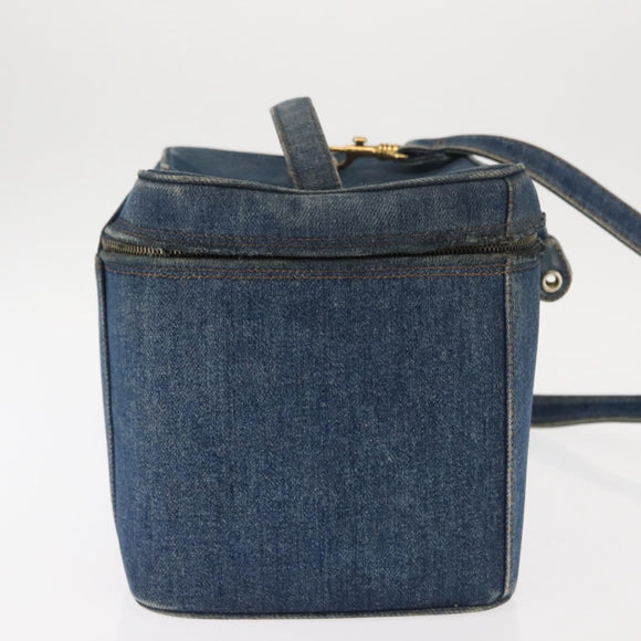 CHANEL COCO Mark vanity Hand Bag Denim 2way Blue CC Auth bs29416