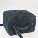 CHANEL COCO Mark vanity Hand Bag Denim 2way Blue CC Auth bs29416-7