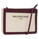 BALENCIAGA Navy Pochette Shoulder Bag Canvas Leather White 390641 Auth bs29426-1
