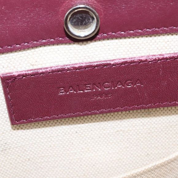 BALENCIAGA Navy Pochette Shoulder Bag Canvas Leather White 390641 Auth bs29426