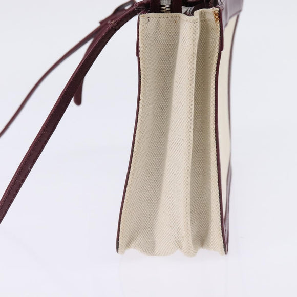 BALENCIAGA Navy Pochette Shoulder Bag Canvas Leather White 390641 Auth bs29426