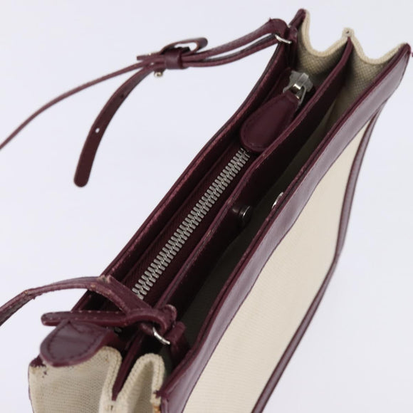 BALENCIAGA Navy Pochette Shoulder Bag Canvas Leather White 390641 Auth bs29426