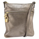 LOEWE anagram Shoulder Bag Leather Gold Auth bs29427-1