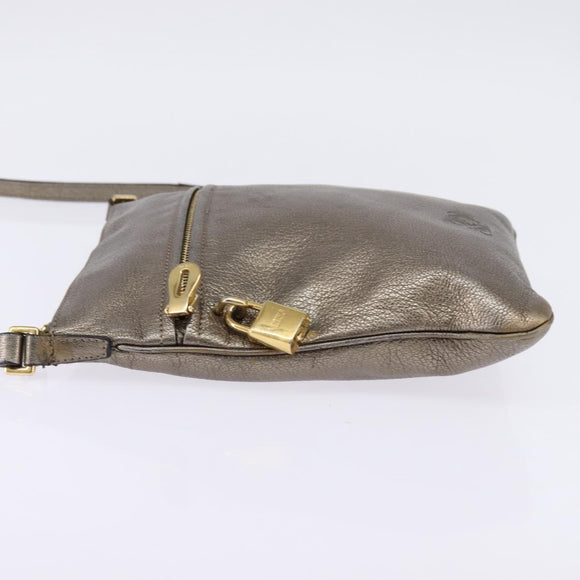 LOEWE anagram Shoulder Bag Leather Gold Auth bs29427