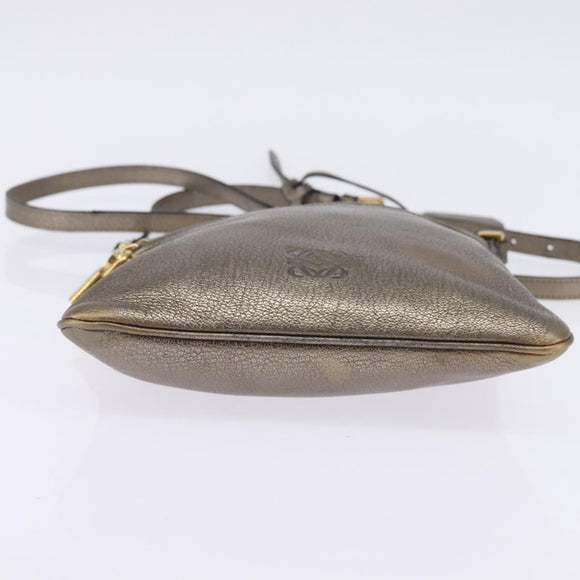 LOEWE anagram Shoulder Bag Leather Gold Auth bs29427