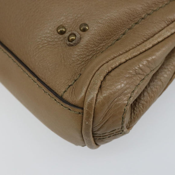 Chloe Paddington Accessory Pouch Leather Silver Beige Auth bs29428