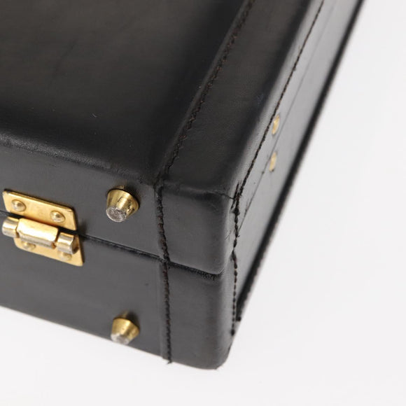 FENDI Attache case Hand Bag Leather Black Auth bs29431