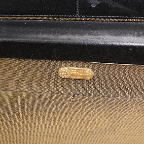 FENDI Attache case Hand Bag Leather Black Auth bs29431