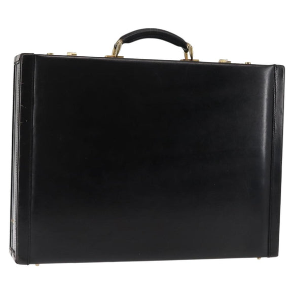 FENDI Attache case Hand Bag Leather Black Auth bs29431