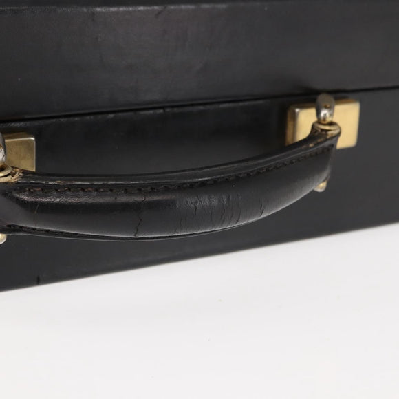 FENDI Attache case Hand Bag Leather Black Auth bs29431