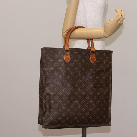 LOUIS VUITTON Monogram Sac Plat Hand Bag Vintage M51140 LV Auth bs29434