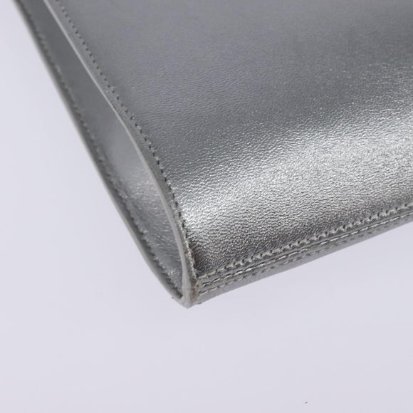 Salvatore Ferragamo Gancini Shoulder Bag Leather Silver Auth bs29440