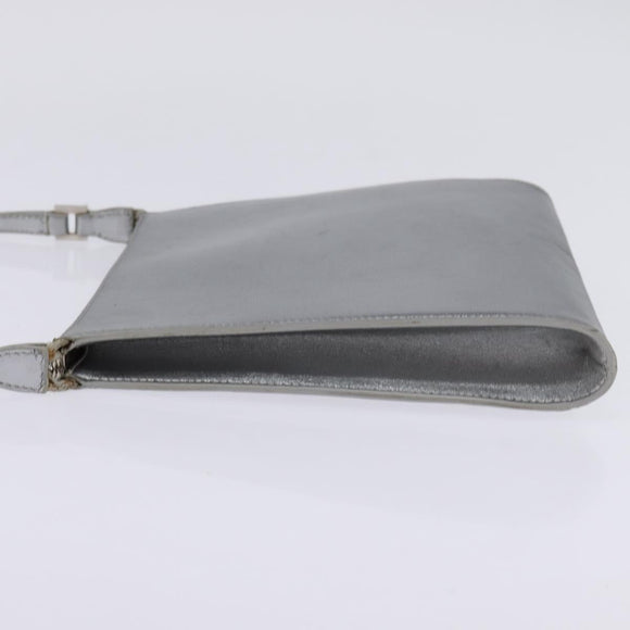 Salvatore Ferragamo Gancini Shoulder Bag Leather Silver Auth bs29440