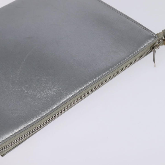 Salvatore Ferragamo Gancini Shoulder Bag Leather Silver Auth bs29440