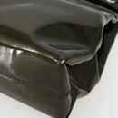 Salvatore Ferragamo Gancini Bag Patent leather Silver Olive Green Auth bs29443-10
