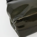 Salvatore Ferragamo Gancini Bag Patent leather Silver Olive Green Auth bs29443-11