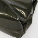 Salvatore Ferragamo Gancini Bag Patent leather Silver Olive Green Auth bs29443-12