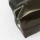 Salvatore Ferragamo Gancini Bag Patent leather Silver Olive Green Auth bs29443-13