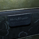 Salvatore Ferragamo Gancini Bag Patent leather Silver Olive Green Auth bs29443-15