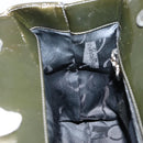 Salvatore Ferragamo Gancini Bag Patent leather Silver Olive Green Auth bs29443-19