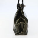 Salvatore Ferragamo Gancini Bag Patent leather Silver Olive Green Auth bs29443-4