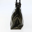 Salvatore Ferragamo Gancini Bag Patent leather Silver Olive Green Auth bs29443-5