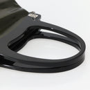 Salvatore Ferragamo Gancini Bag Patent leather Silver Olive Green Auth bs29443-7