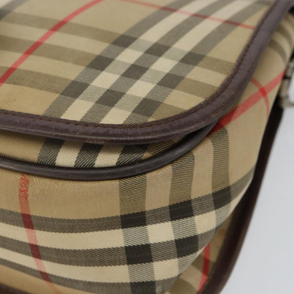 Burberrys Nova Check Shoulder Bag Canvas Beige Gold Auth bs29444