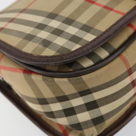 Burberrys Nova Check Shoulder Bag Canvas Beige Gold Auth bs29444