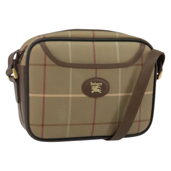 Burberrys Nova Check Shoulder Bag Canvas Beige Gold Auth bs29445