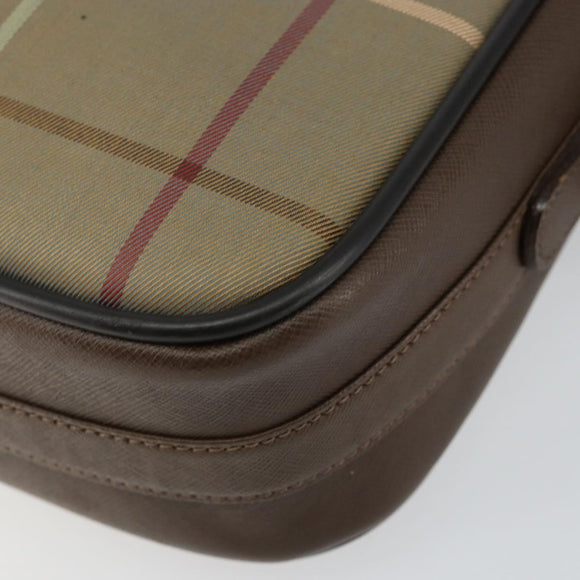 Burberrys Nova Check Shoulder Bag Canvas Beige Gold Auth bs29445