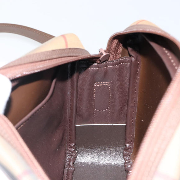 Burberrys Nova Check Shoulder Bag Canvas Beige Gold Auth bs29445