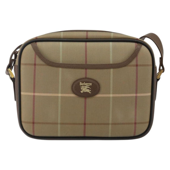 Burberrys Nova Check Shoulder Bag Canvas Beige Gold Auth bs29445