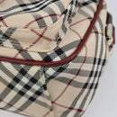 BURBERRY Nova Check Blue Label Shoulder Bag Canvas Beige Silver Auth bs29446-10