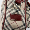 BURBERRY Nova Check Blue Label Shoulder Bag Canvas Beige Silver Auth bs29446-15