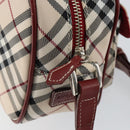 BURBERRY Nova Check Blue Label Shoulder Bag Canvas Beige Silver Auth bs29446-16