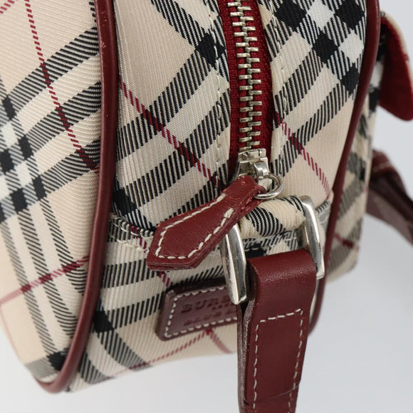 BURBERRY Nova Check Blue Label Shoulder Bag Canvas Beige Silver Auth bs29446
