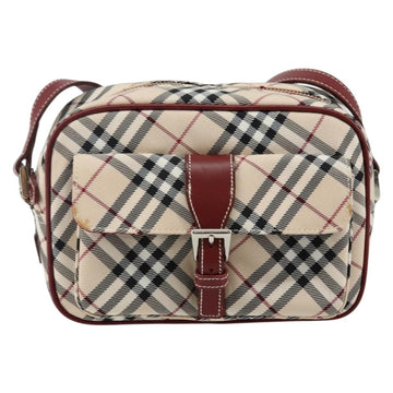 BURBERRY Nova Check Blue Label Shoulder Bag Canvas Beige Silver Auth bs29446 - 0