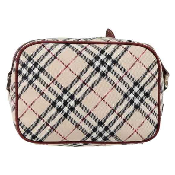 BURBERRY Nova Check Blue Label Shoulder Bag Canvas Beige Silver Auth bs29446