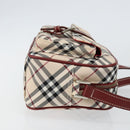 BURBERRY Nova Check Blue Label Shoulder Bag Canvas Beige Silver Auth bs29446-4
