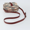 BURBERRY Nova Check Blue Label Shoulder Bag Canvas Beige Silver Auth bs29446-7