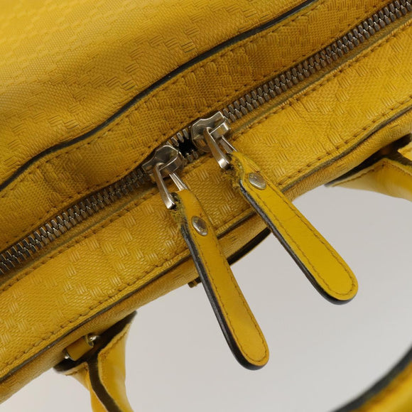 GUCCI Diamante Hand Bag Leather Yellow Silver 354332 Auth bs29447