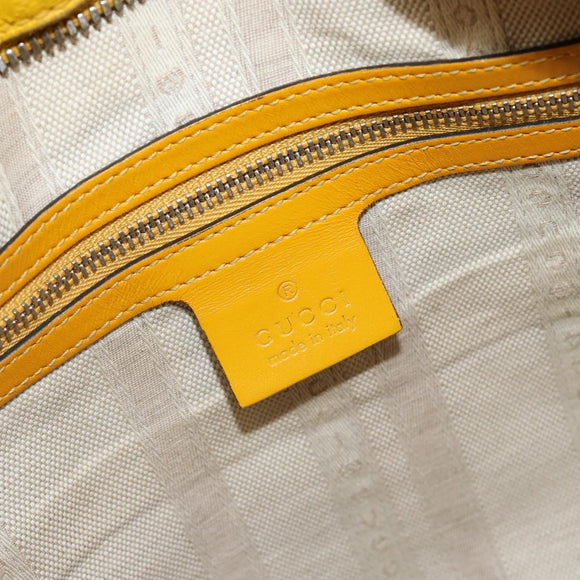 GUCCI Diamante Hand Bag Leather Yellow Silver 354332 Auth bs29447