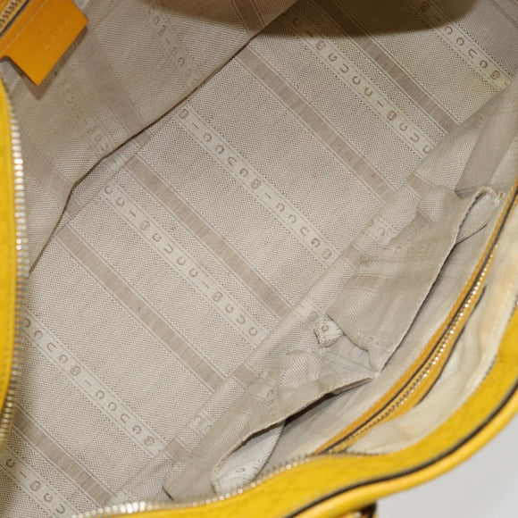 GUCCI Diamante Hand Bag Leather Yellow Silver 354332 Auth bs29447